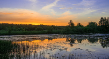 На рассвете. / Майское утро на озере Сосновое.