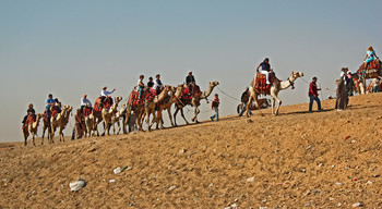 И вдаль бредет усталый караван / Перемещение туристов по пустыне в Гизе. 2010 г.