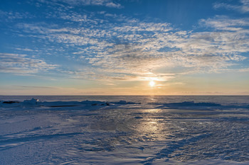 Зимний закат на озере / Псковская область, Чудское озеро