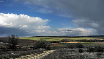 Весенняя погода / Весна,зеленеют поля,небо,облака