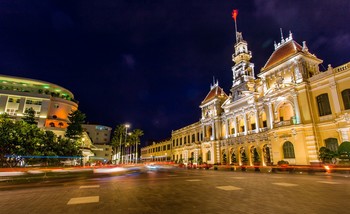 &nbsp; / Twilight times at Ho Chi Minh City Hall in Ho Chi Minh City, Vietnam.
