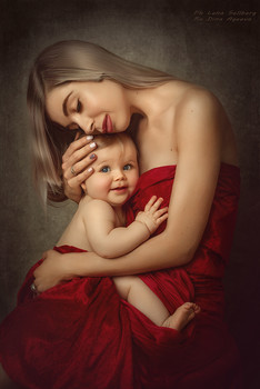 Мадонна с младенцем / Художественная ретушь-имитация живописи, фото Лена Селлберг.