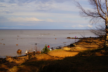У Ладоги / В тёплые дни многие жители С-Петербурга приезжают на Ладогу, Это месяц май...