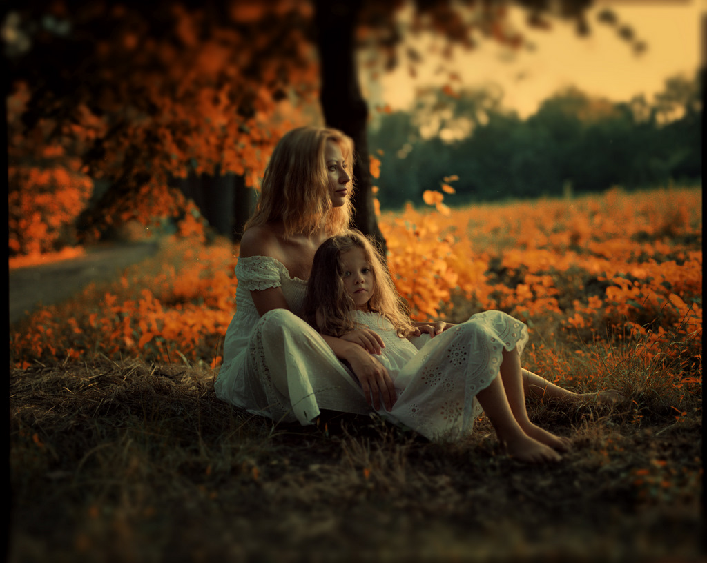 фото мама с дочкой осень