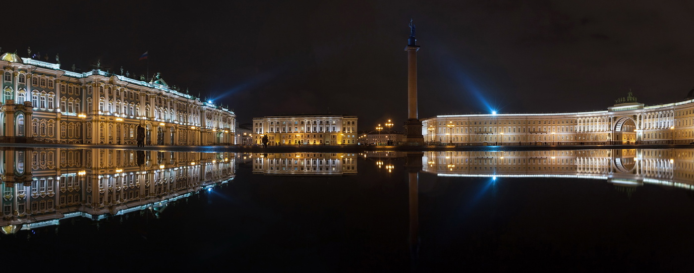 Панорама спб. Санкт-Петербург Дворцовая площадь отражение. Панорама Дворцовой площади Санкт-Петербурга. Дворцовая площадь и Дворцовый мост панорамные снимки. Ночной Питер панорама.