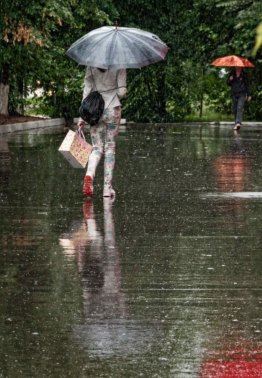 ливень летом.