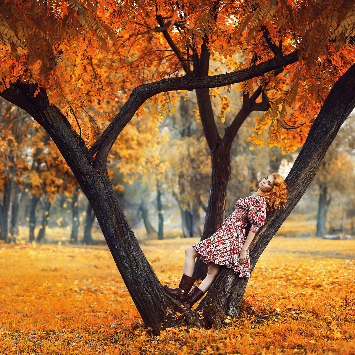 красивые фотографии девушек в парке осенью