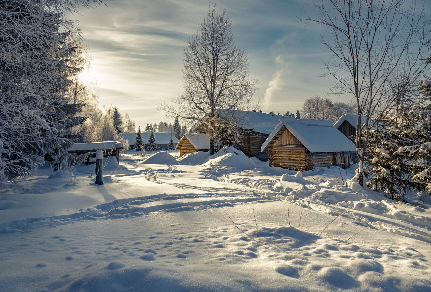 фото зимний пейзаж в деревне